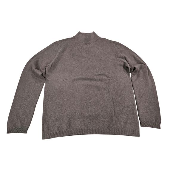 Charter Club Sweater Women's M Brown 2 Ply Cashmere Mock Neck Long Sleeve - Picture 1 of 6